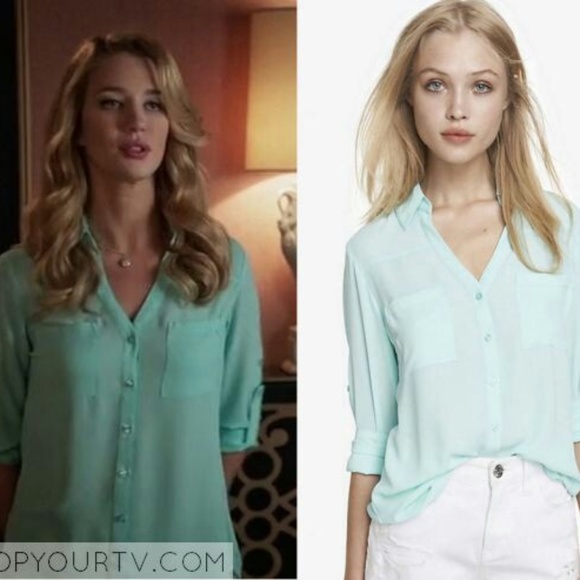 mint/ aqua button shirt - Picture 2 of 4